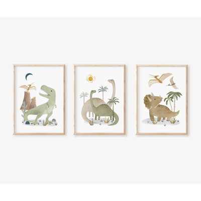Ensemble d'impressions sur papier dinosaure - impressions sans cadre