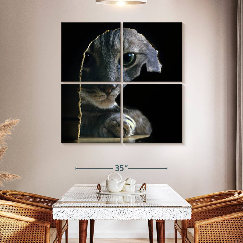 Cat Hunting Mouse, 45" H x 45" W