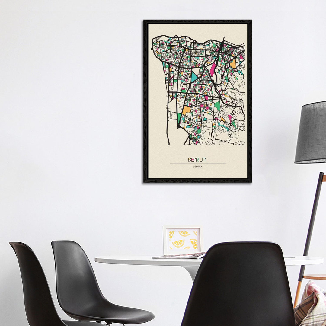 Beirut, Lebanon Map by Ayse Deniz Akerman - Print on Canvas