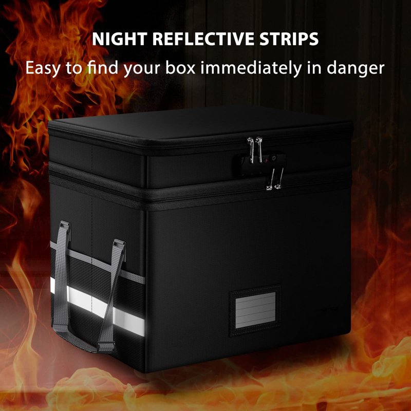 Black Multi-Layer Fireproof and Waterproof Document Storage Box