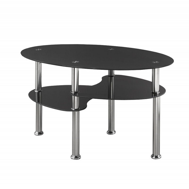 Table basse à 4 pieds Clarese, Argent, Noir