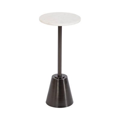 Round Marble and Metal Drink Table
