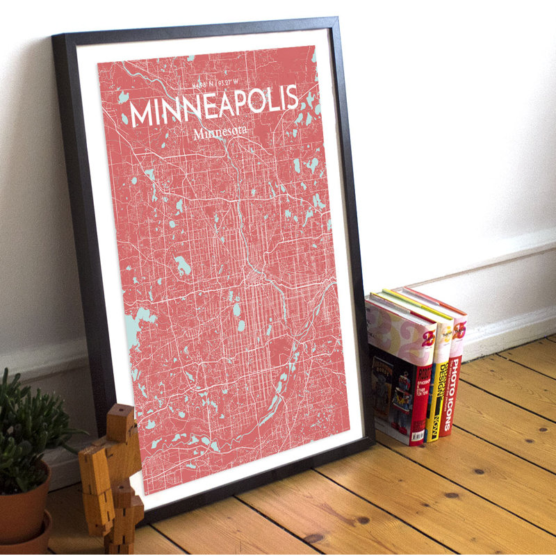 Minneapolis City Map - No Frame Print, 61 cm H x 45.7 cm W x 0.1 cm D