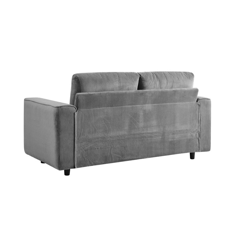 Ensemble de canapé modulaire en velours côtelé de style moderne minimaliste 3 pièces, gris, convenant à un usage quotidien
