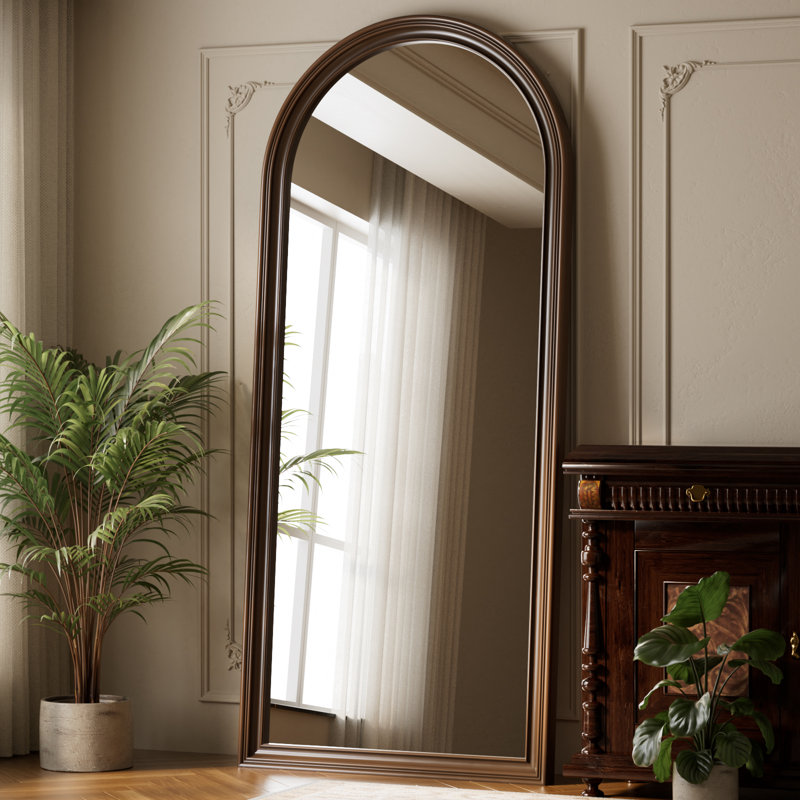 Vintage Arched Full Length Mirror 32"X71" Standing Floor Mirror Full Body Mirror With PU Frame, Antique Bronze