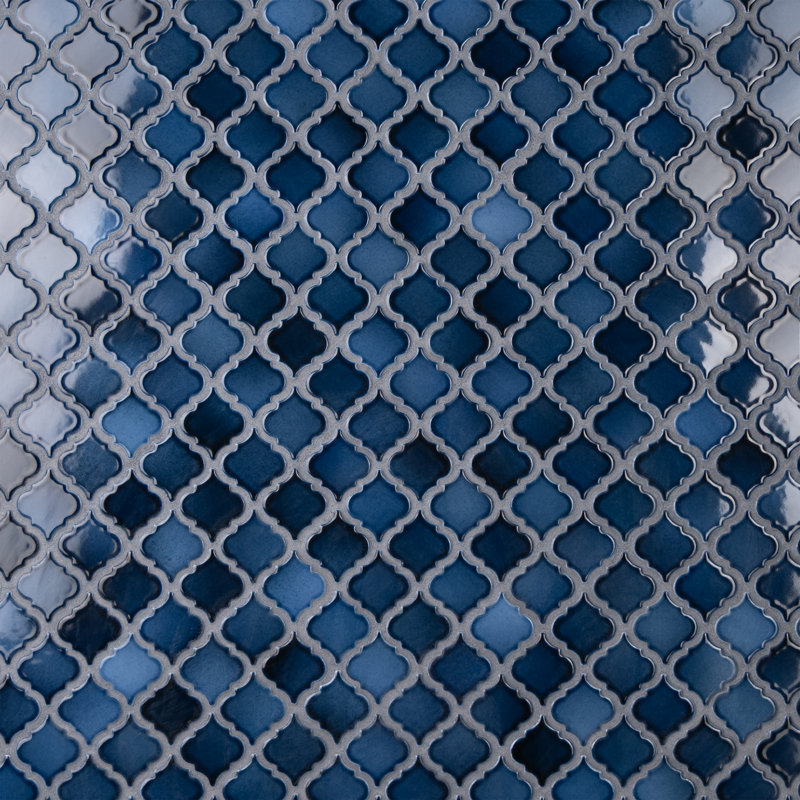 Hudson Tangier 12-3/8 " x 12-3/8 " Porcelain Mosaic Floor and Wall Tile, Midnight