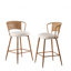 Ensemble de 2 tabourets de bar avec dossier en rotin, tabourets de comptoir rembourrés, tabourets de bar avec pieds en métal, tabourets de bar Boho pour îlot de cuisine, salle à manger (crème)