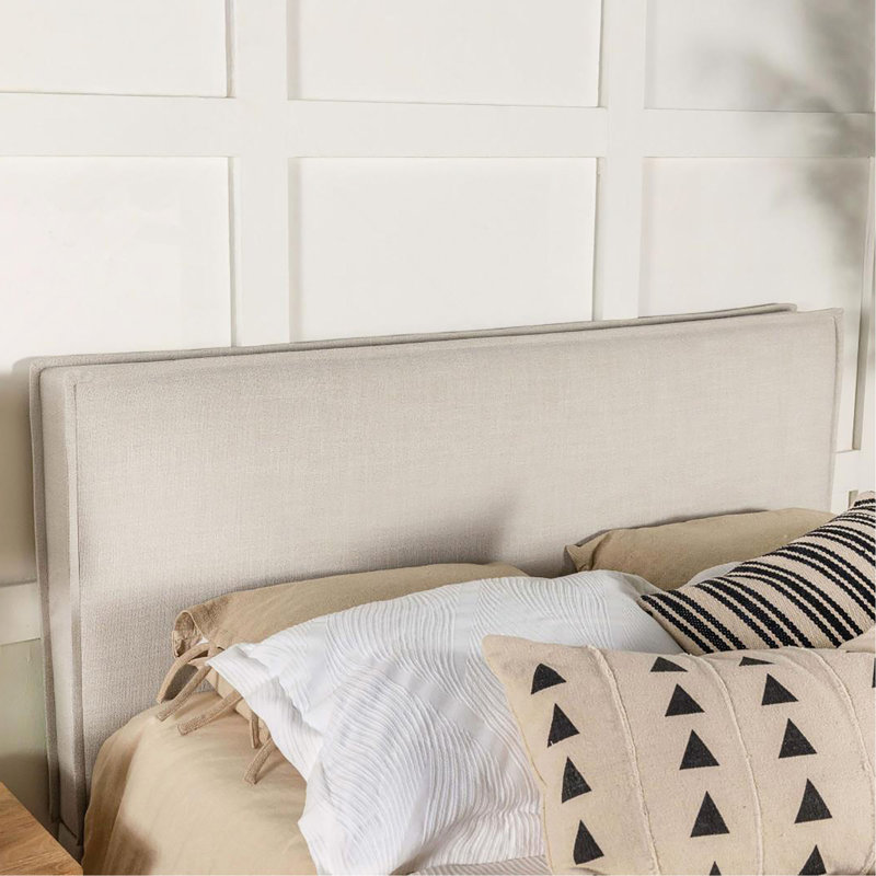 Sand Headboard With Flange Details, Sand, Full / Queen