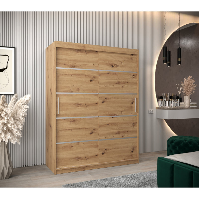 Lurry 2 Door Manufactured Wood Wardrobe, Oak Artisan