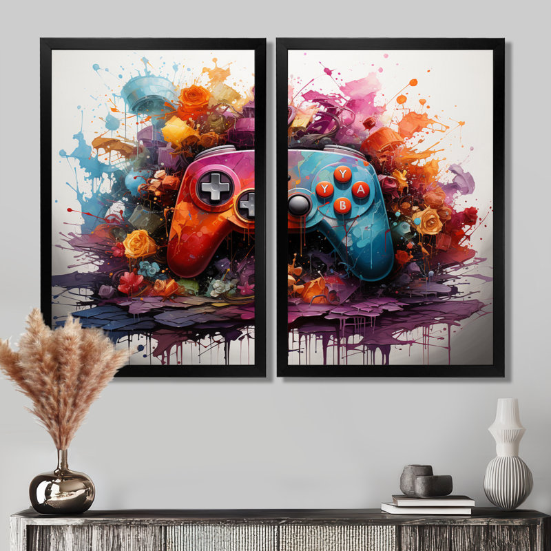 Art graphique sur toile Neon, Picture Framed Print, H 48 po x l 36 po, Noir