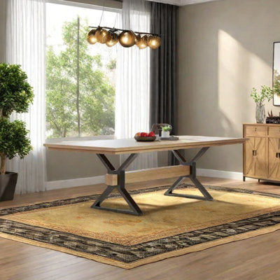 Ash wood retro dining table
