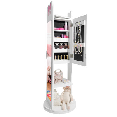 Armoire à bijoux en MDF avec base rotative Bow Kids, 1 porte et 1 tablette Bow Kids