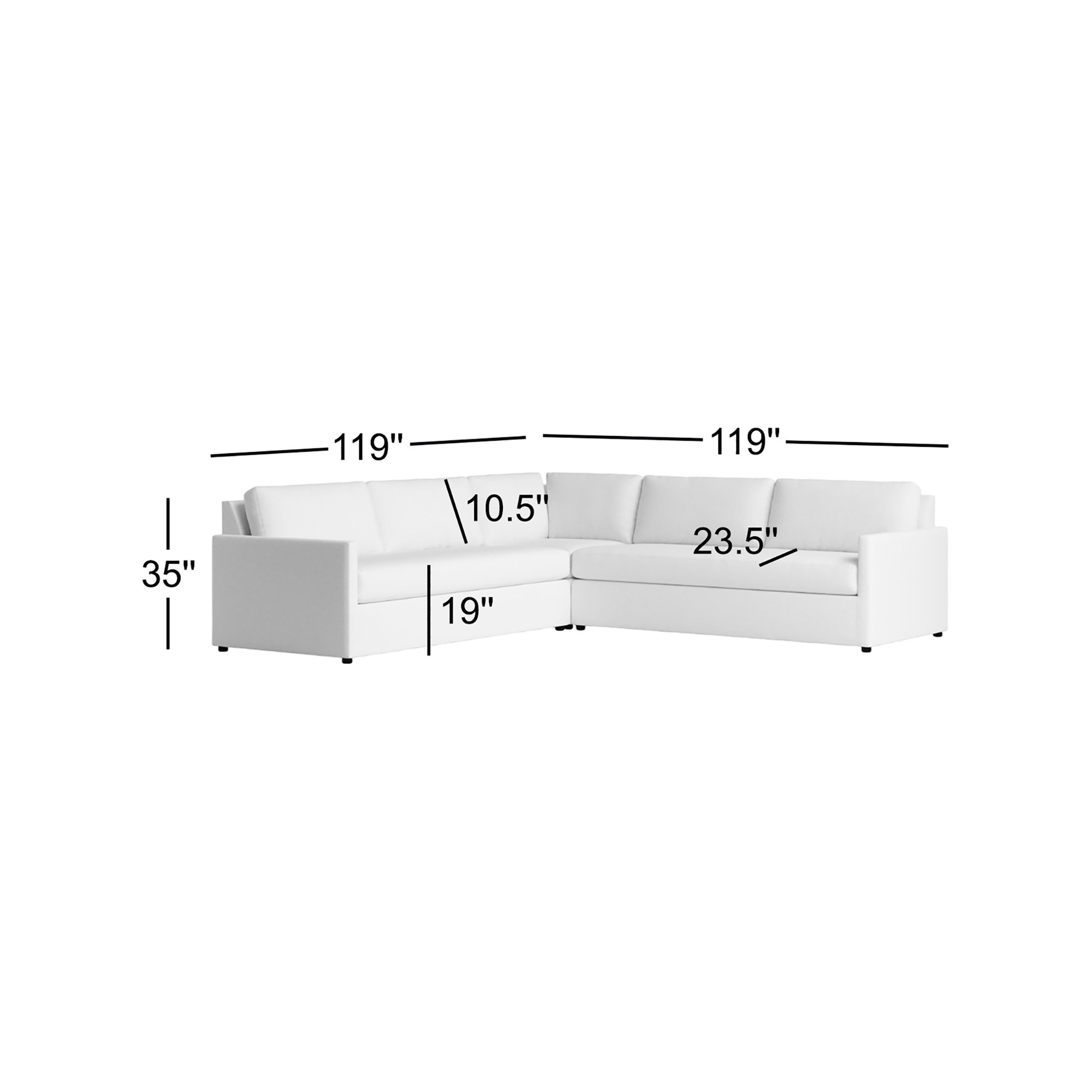 Damari 119" 3 - Piece Upholstered Corner Sectional , John Sepia Performance Linen Blend