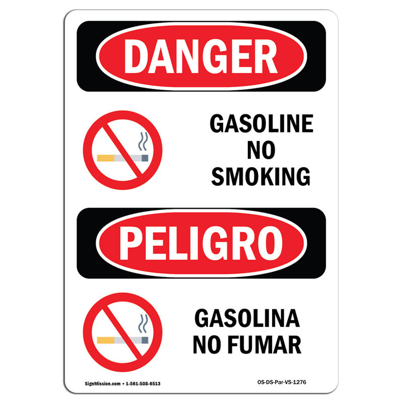 Panneau de danger d'essence «Inter smoking», H 18 po x l 12 po x P 0,1 po