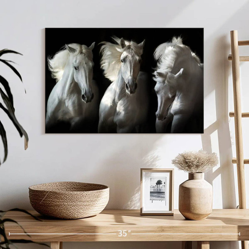 Brampt Three White Horses, 16" H x 24" W