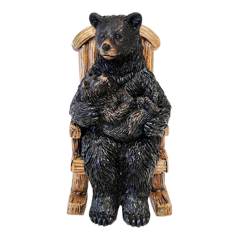 Figurine autoportante en polyrésine famille d'ours noirs Mama and Cub