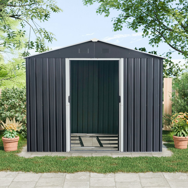 Remise de rangement extérieure en métal 8 x 6 noir