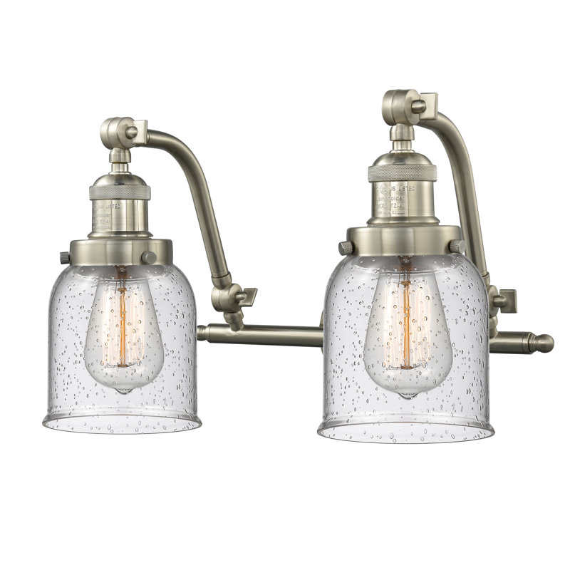Bonomo 2 - Light Dimmable Vanity Light, Brushed Satin Nickel, 6 Watt Vinage LED Bulb, Seedy