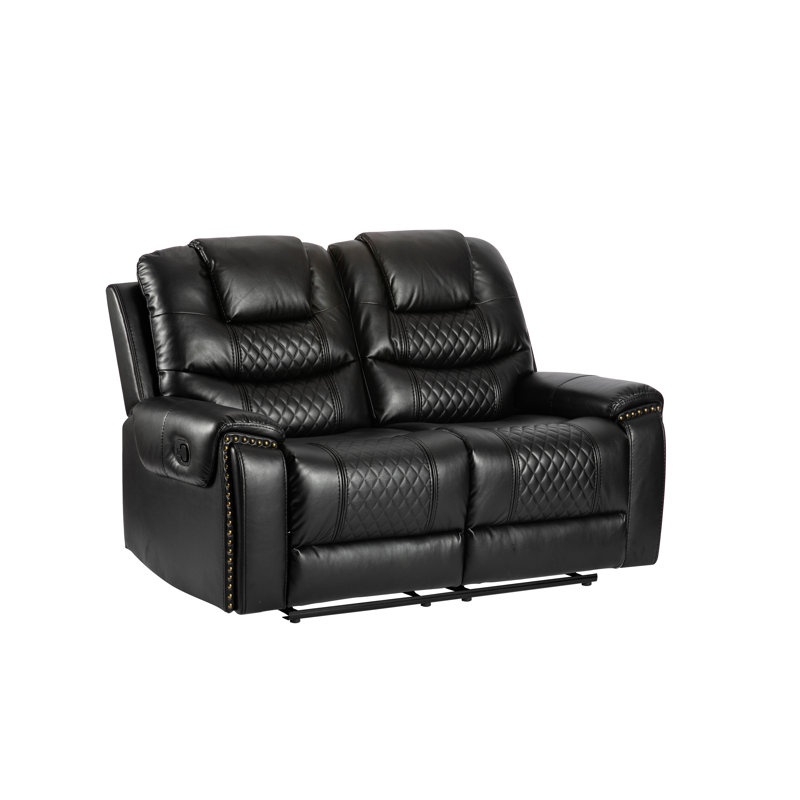 Jacki 2 Seater Manual Reclining Sofa, Black Faux Leather
