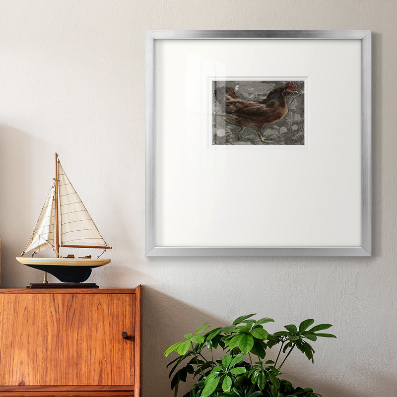 " Red Hen ", 17" H x 17" W x 1.25" D, Black Framed