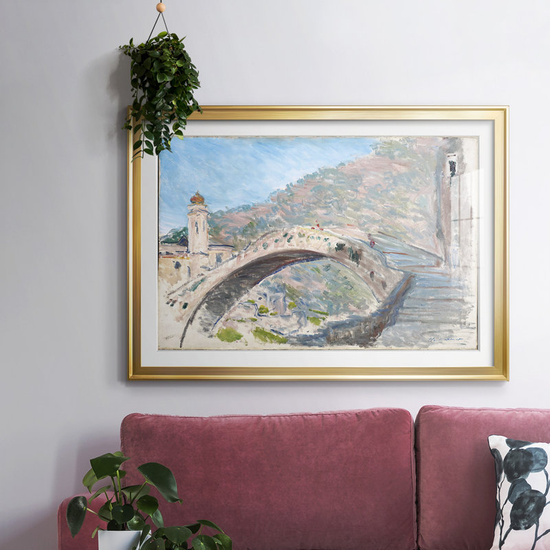 Dolceacqua, Bridge, 1884, reproduction d'art encadrée, Or, H 15 po x l 21 po x P 1,5 po