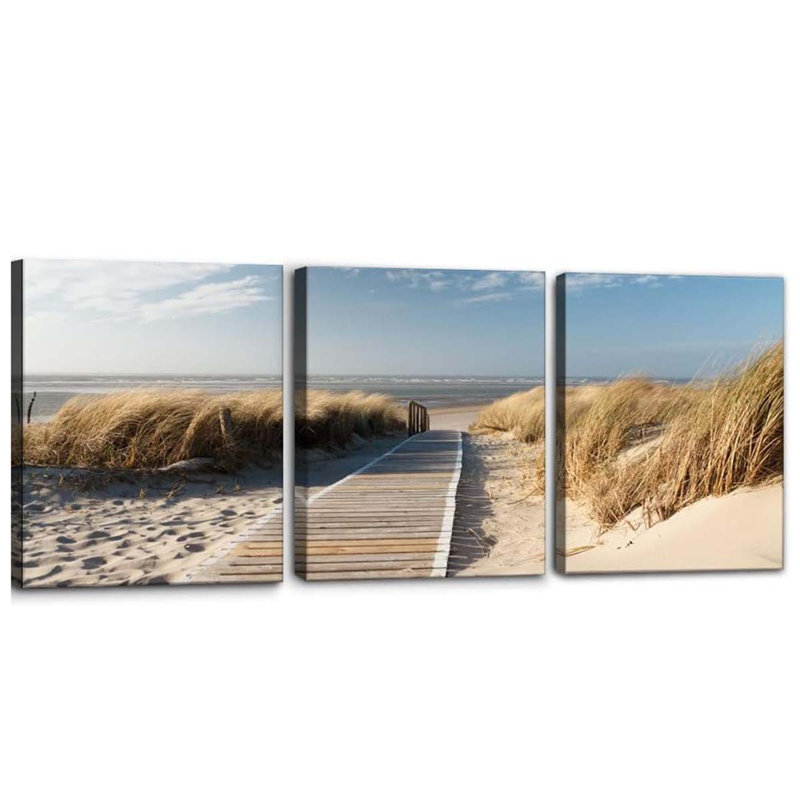 Canvas Wall Art - Pathway To Shoreline Artwork Painting., 60 cm H x 120 cm W
