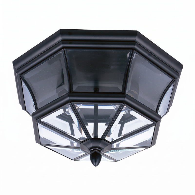 Newbury 3-Light Mystic Black Outdoor Flush Mount Light, Mystic Black