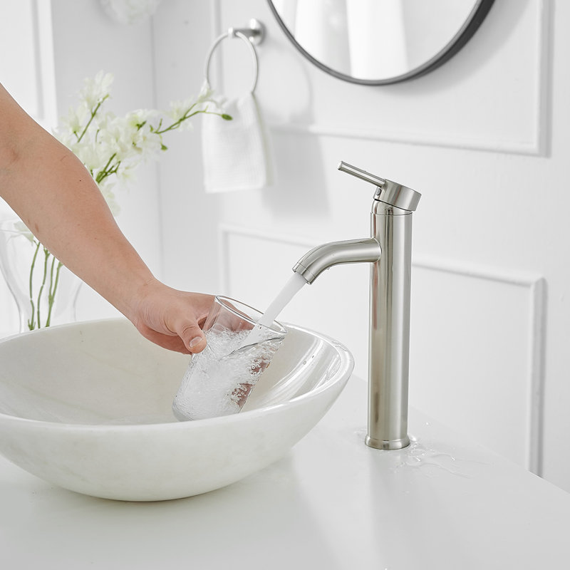 Single Hole Single Handle Bathroom Vessel Sink Faucet, Brushed Nickel