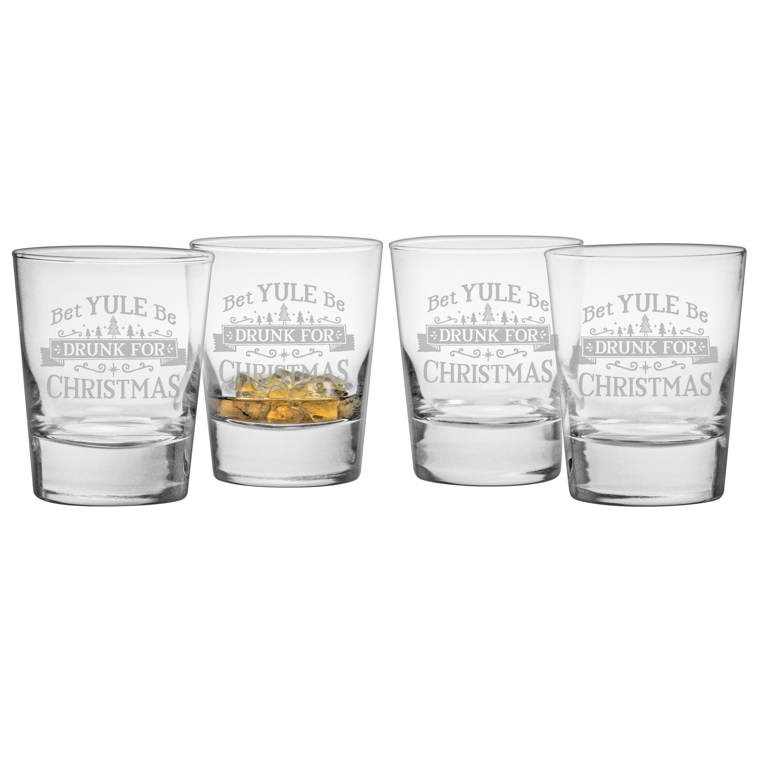 Beer Glasses - Elf Holiday Beer Can Glass Set of 4 - Christmas Drinking Glasses and Drinkware