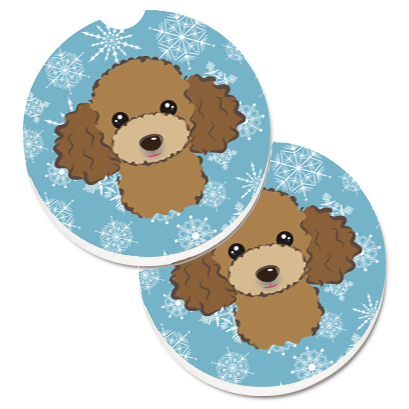 Sous-verre de voiture de neige, Caniche brun chocolat