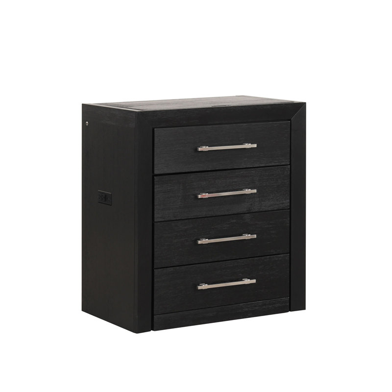 Ensemble de coiffeuse de chevet avec tabouret avec tiroirs de rangement noirs et poignées en nickel style contemporain