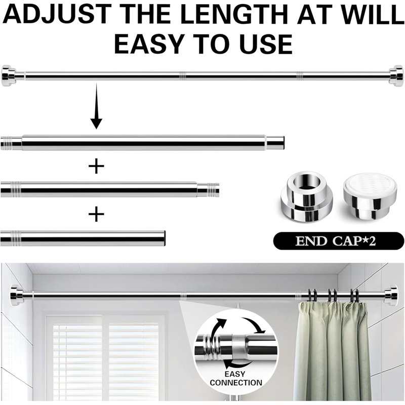 51.1cm Straight Wall Shower Curtain Pole