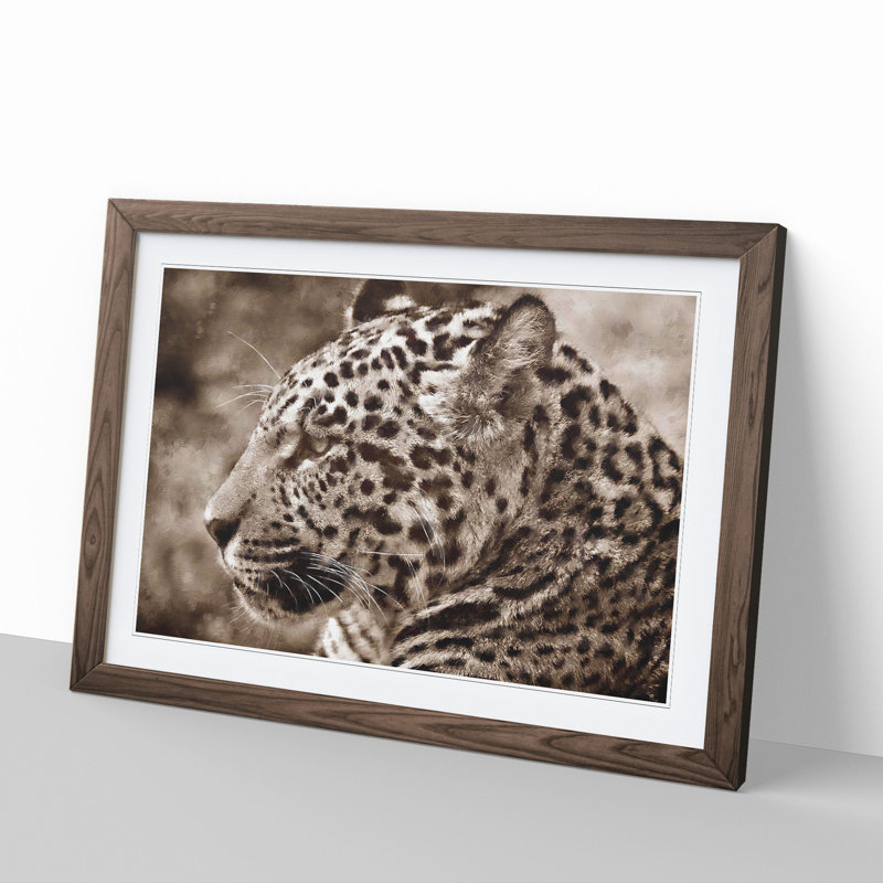 Jaguar - Picture Frame Painting, Walnut, 48cm H x 65cm W x 2cm D