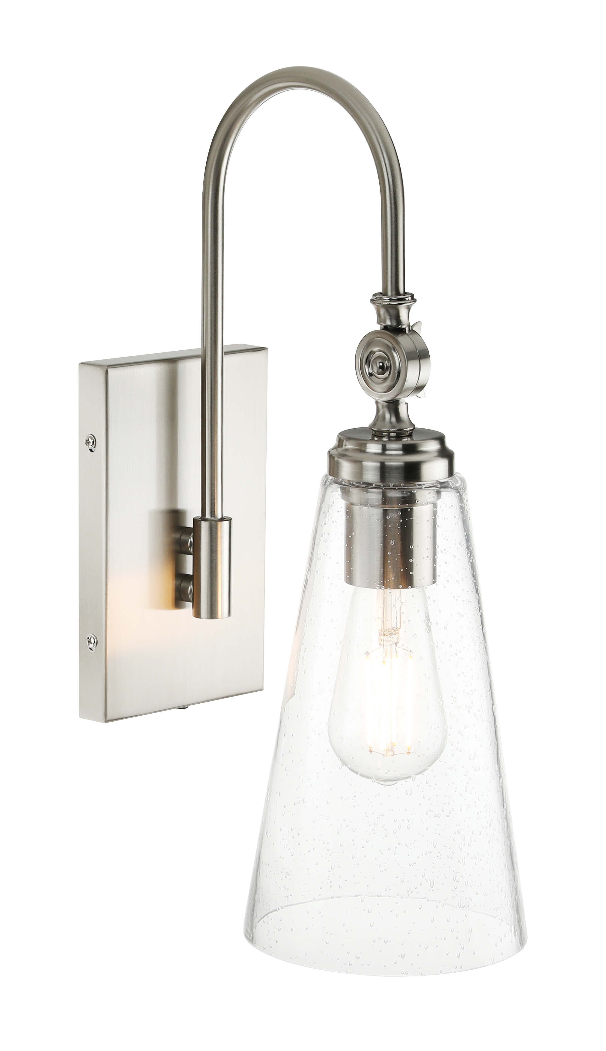 Sconces Wall. Modern 1 Vanity Light, Bedside Wall Lamp With Seeded Glass &  Adjustable Arm