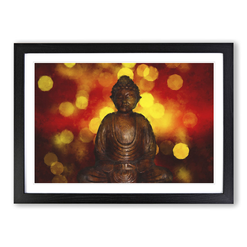 Buddha Statue Vol.2 - Picture Frame Painting, 48cm H x 65cm W x 2cm D, Black