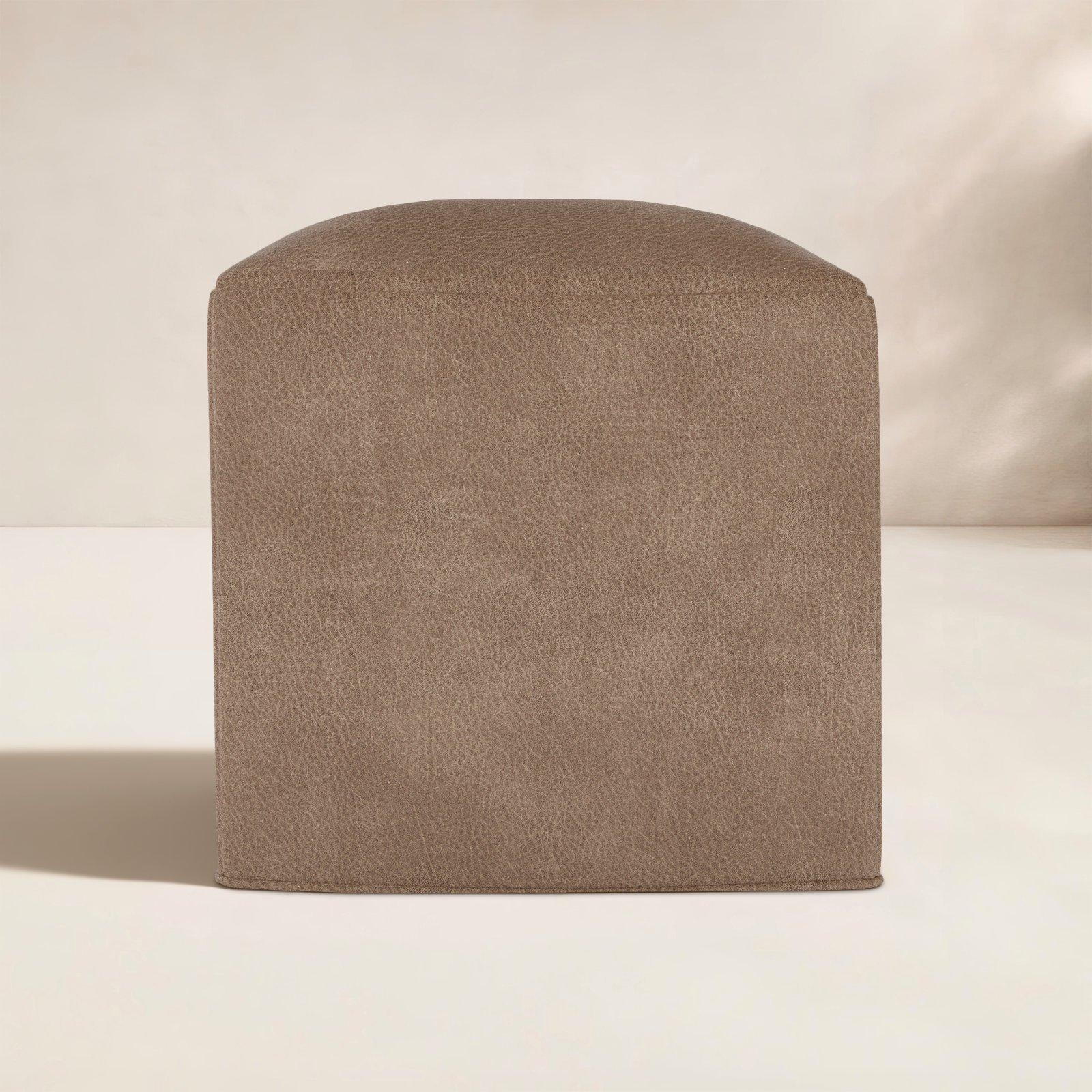 Cupertino 18" Leather Patio Pouffe