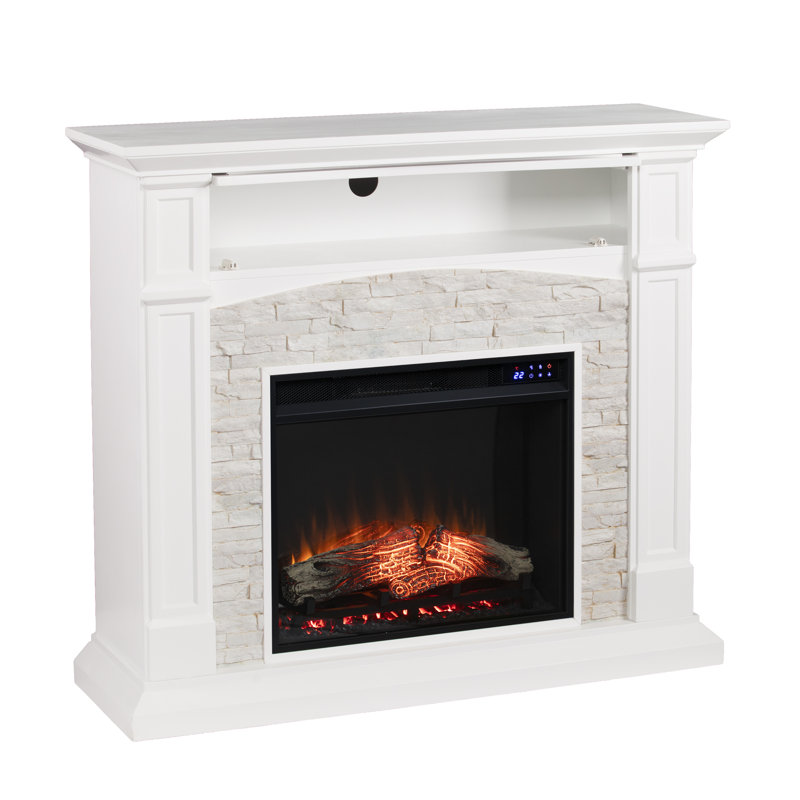 Norcott 45.75'' W White Electric Fireplace, Crisp white
