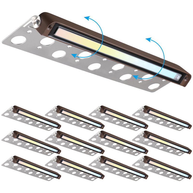 Lumière de marche à DEL en métal câblée à température réglable, H 0,9 po x l 12 po x P 2,91 po