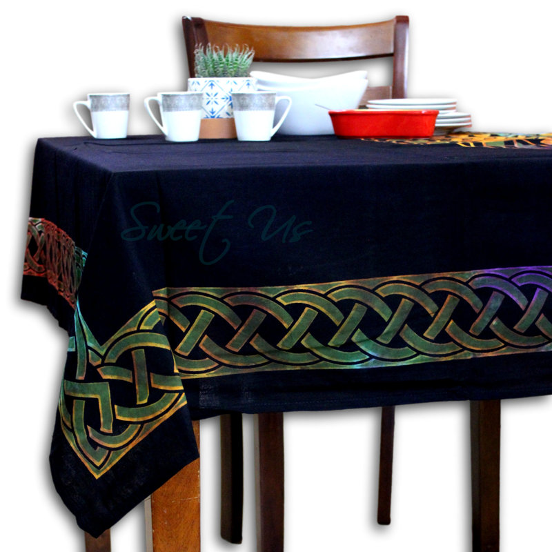 Nappe en coton Tie-dye Celtic Lucky Clover, 104 po x 88 po, Multicolore