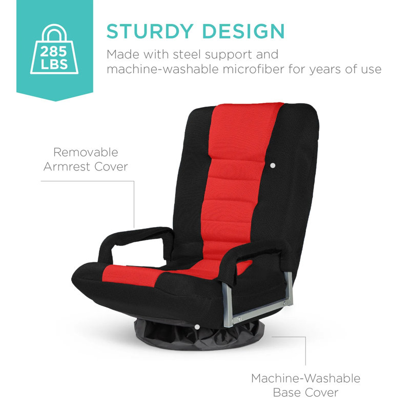 Swivel Flex Gaming Floor Chair with Adjustable Backrest - Black/Red