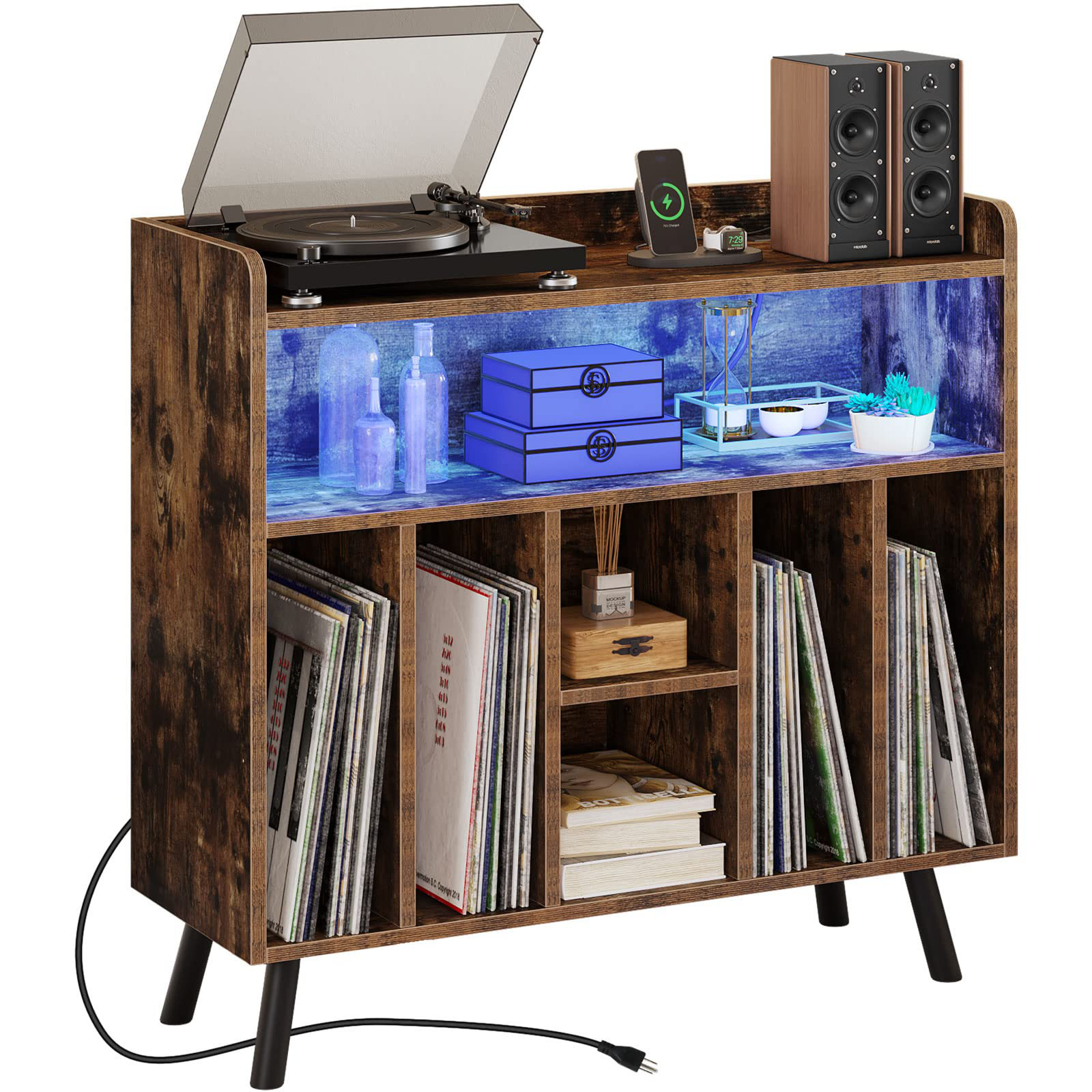 17 Stories Power Outlets and LED Lights Audio Rack | Wayfair