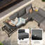 Ensemble de conversation modulaire en aluminium 7 pièces pour patio avec canapé inclinable 10 positions, coussins et table basse-1770354572-1770354573
