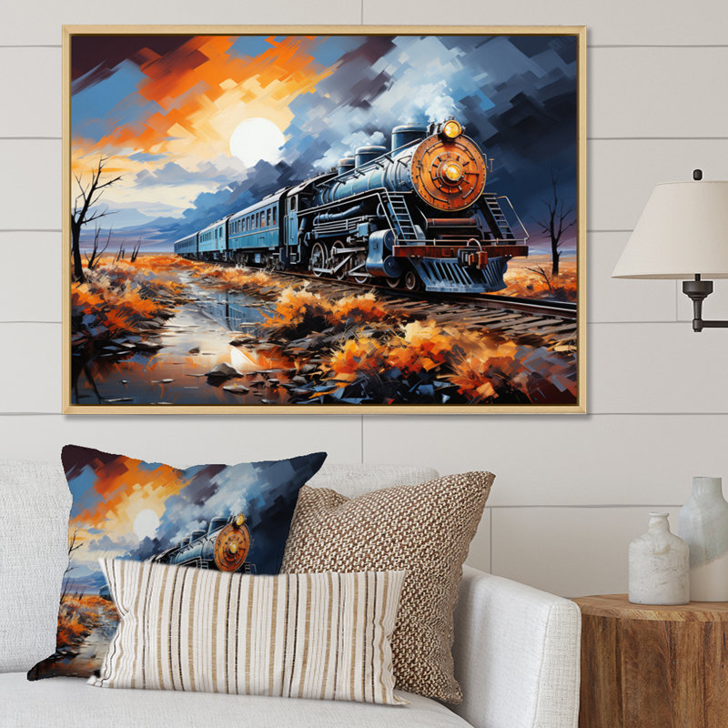 Abstract Train Sublime Landscapes II - Transportation Canvas Prints, H 24 po x l 32 po x P 1 po, Cadre naturel flottant