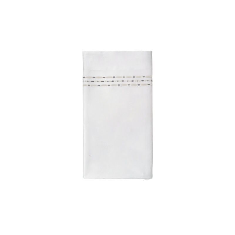 Sole Embroidery By DEA Flat Sheet, White/Silver Gray, King Flat Sheet