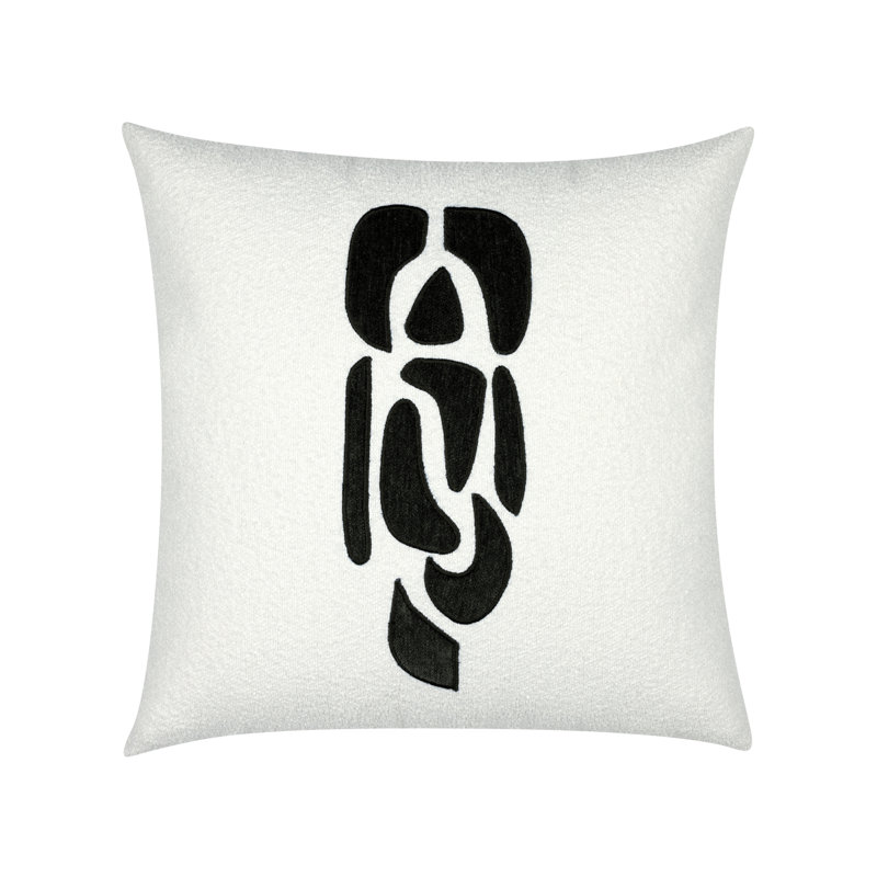 COUTURE CLASSICS Square Indoor/Outdoor Pillow Cover & Insert, Ivory/Charcoal