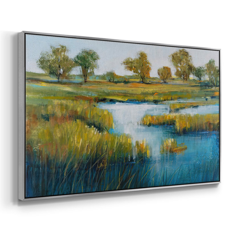 Toile tendue avec cadre Marshland View IV, Argent, H 17 po x l 25 po x P 2 po