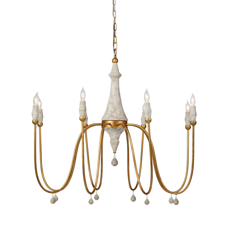 Lustre style chandelier en argile à 8 lumières avec accents perlés Clay