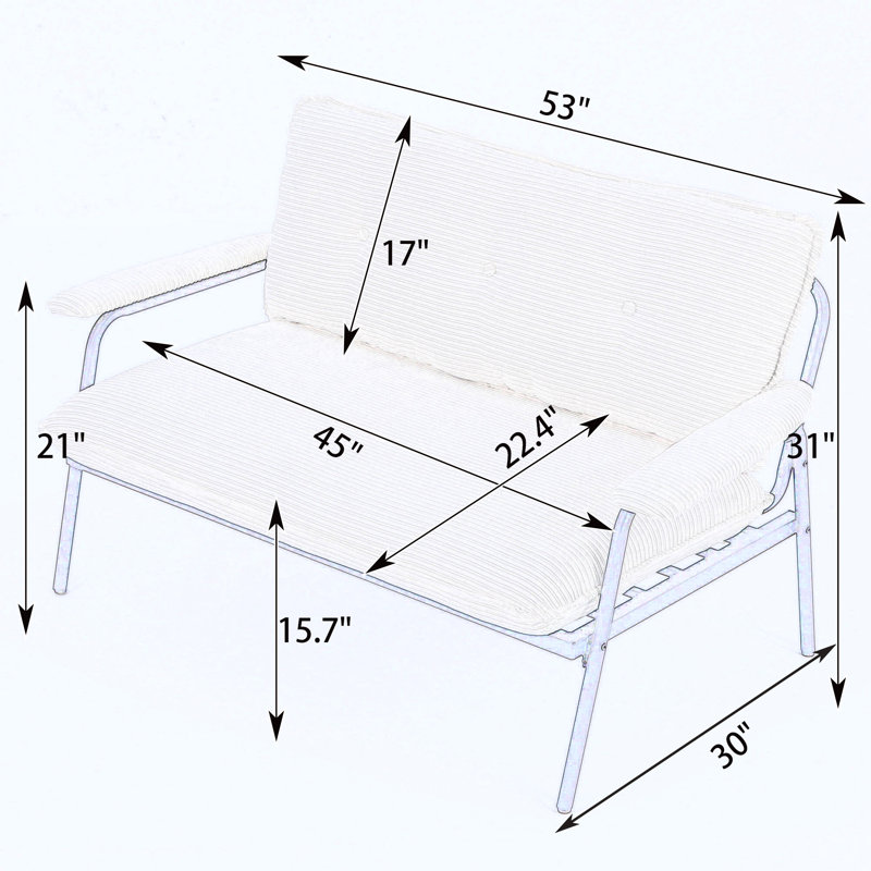 Compact 2-Seater Sofa with Tufted Back and Metal Frame for Small Spaces, Green