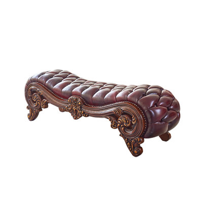 Banc rembourré en cuir véritable