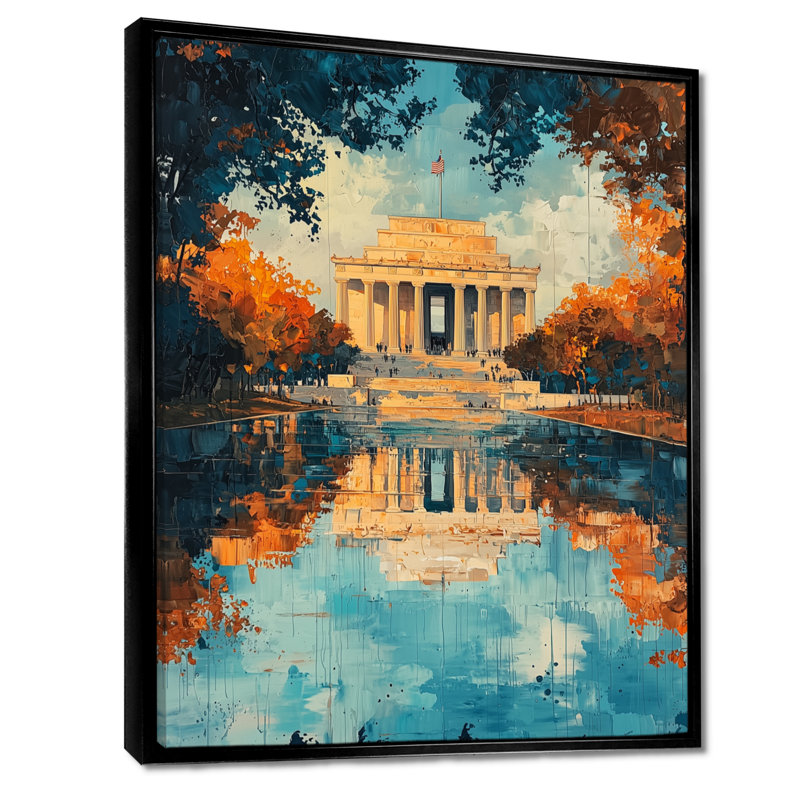 Lincoln Reflections Of Freedom III - Lincoln Wall, art mural pour le salon, Noir, Impression encadrée flottante
